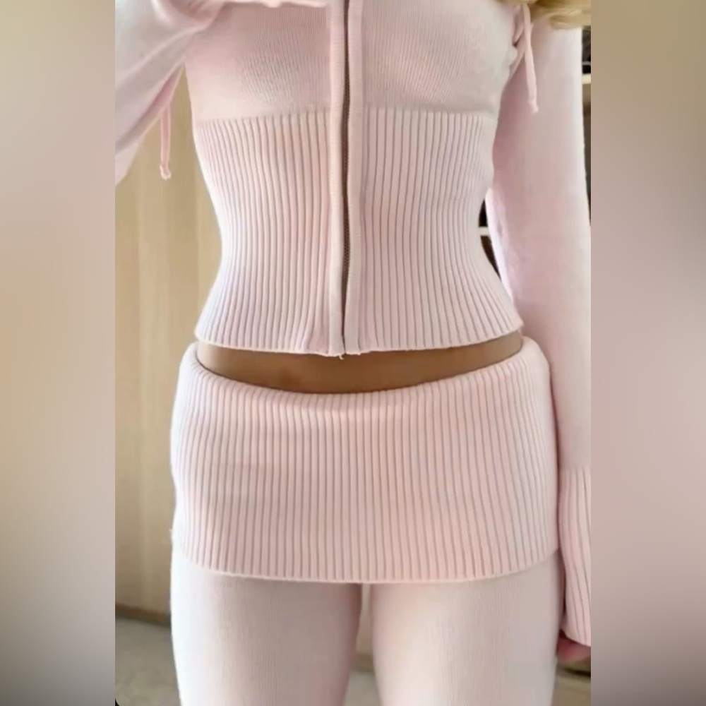 Edikted Pink Ribbed Knit Set